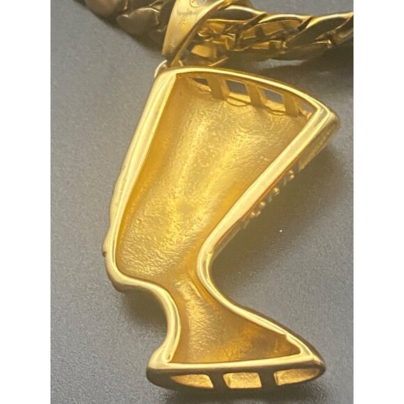 Nefertiti Pendant Necklace Gold Stainless Steel Egyptian Queen17" Unisex Hip Hop - Picture 3 of 6